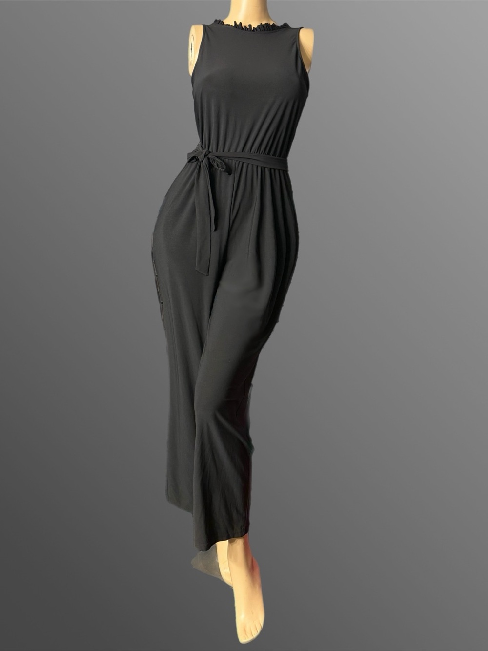 Nik And Nash Sleeveless Black Belted Jumpsuit
